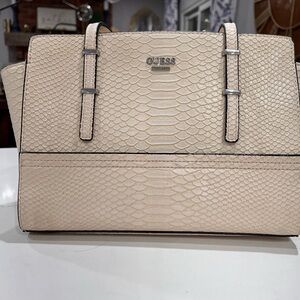 GUESS Beige Textured Satchel